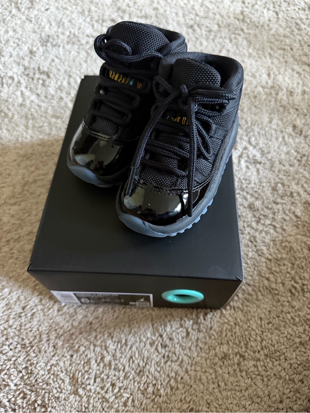 Jordan Toddler Black Patent Leather High-Top Sneakers